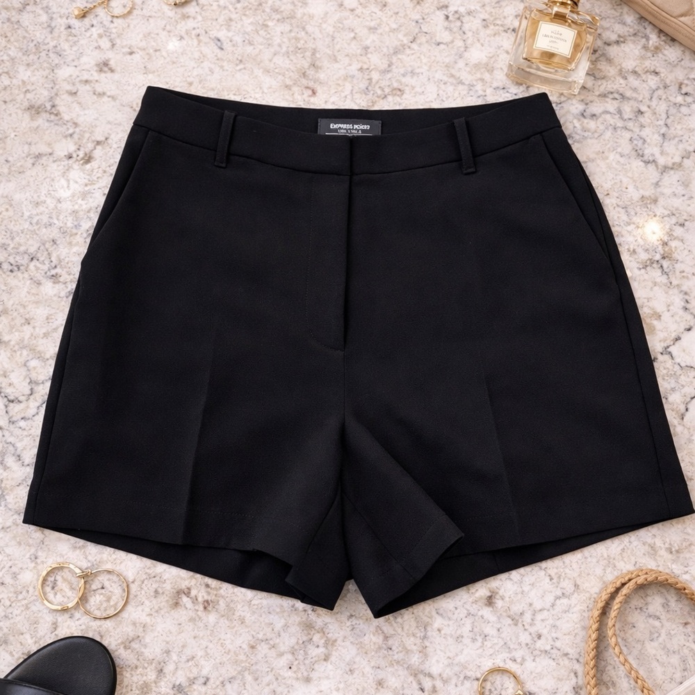 Express Editor Black Tailored Shorts Size 14 Stretch Workwear Career Shorts
